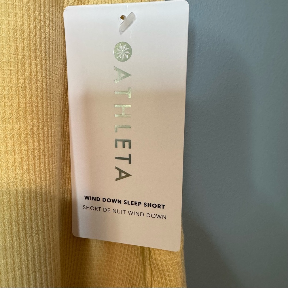 Athleta Wind Down Sleep Shorts in Lunaria Yellow. NWT. Waffle Knit. Size Small - Picture 7 of 12